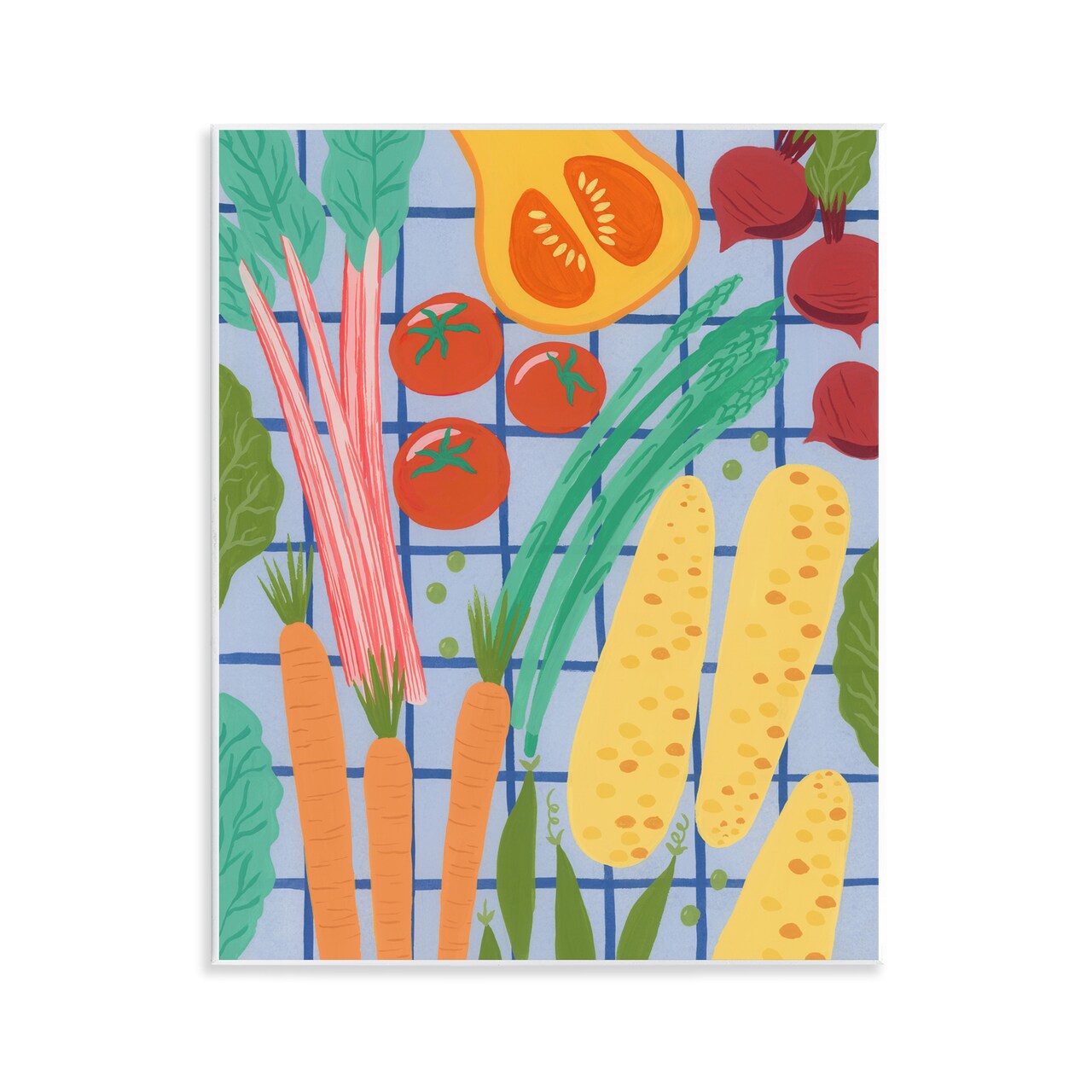 Stupell Industries Veggie Harvest on Checkered Wall Plaque, design by Courtney Haley